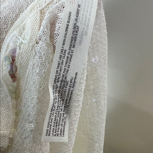 NWT Sequin Lace Halter Top Cream Free People - Picture 11 of 13